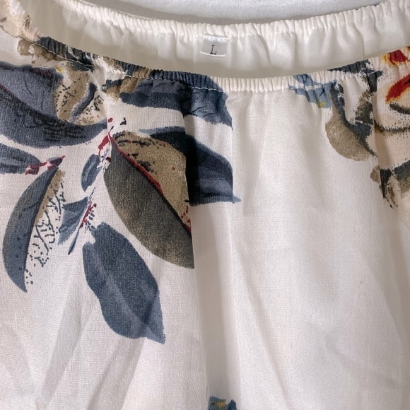 Summer Floral Dress One-Shoulder Flower and Leaf Printed Splicing Sisters Maxi - Picture 2 of 5